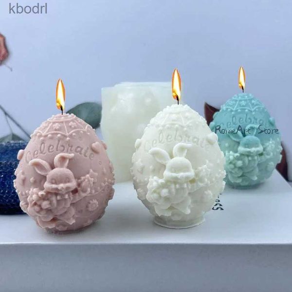 Ferramentas de artesanato em relevo coelho silicone vela molde diy ovo de páscoa bola coelho aromaterapia gesso sabão resina molde 3d artesanato presente fazendo yq240115