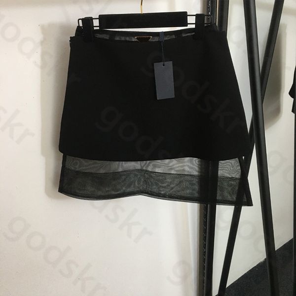 Driehoek Mesh Rok Rits Rokken Damesmode Onregelmatige Hoge Taille Rokken Designer A-lijn Rok