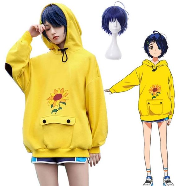 Anime maravilha ovo prioridade ohto ai traje cosplay moletom com capuz amarelo solto estilo unissex casual pulôver peruca para o dia das bruxas pa238u