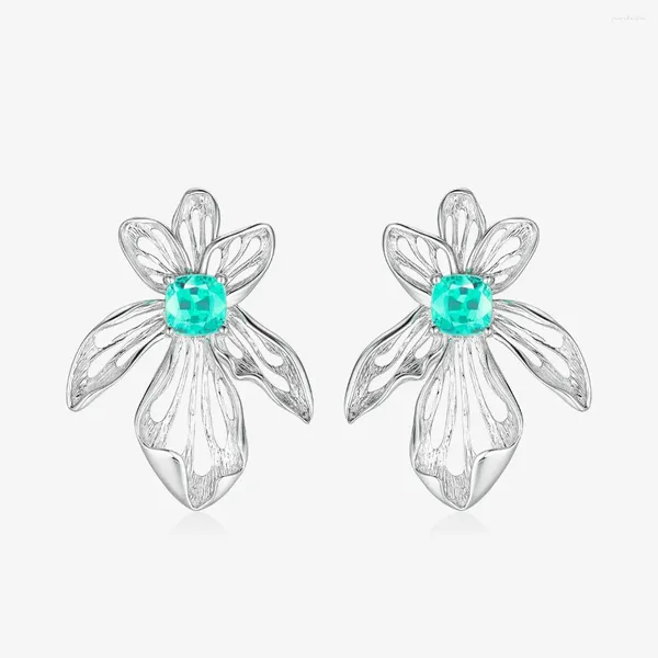 Ohrstecker 925 Stempel Seegrün Paraiba Blume Iris Nische Fee Einfaches Geburtstagsfeiergeschenk