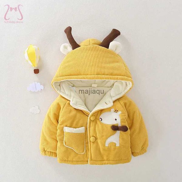 Jaquetas Hoodies Bebê Roupas de Inverno Quente Fleece Crianças Casaco de Algodão Dos Desenhos Animados Menino Menina Jaqueta Criança Crianças Traje Macacão Recém-nascido SnowsuitL240115