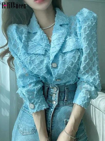 Frauen Jacken Kerb Puff Langarm Blusas Mujer De Moda 3D Bluse Lose Top Casual Rosa Hemd Koreanischen Stil Frauen Shirts Camisas Frauen Tops YQ240115