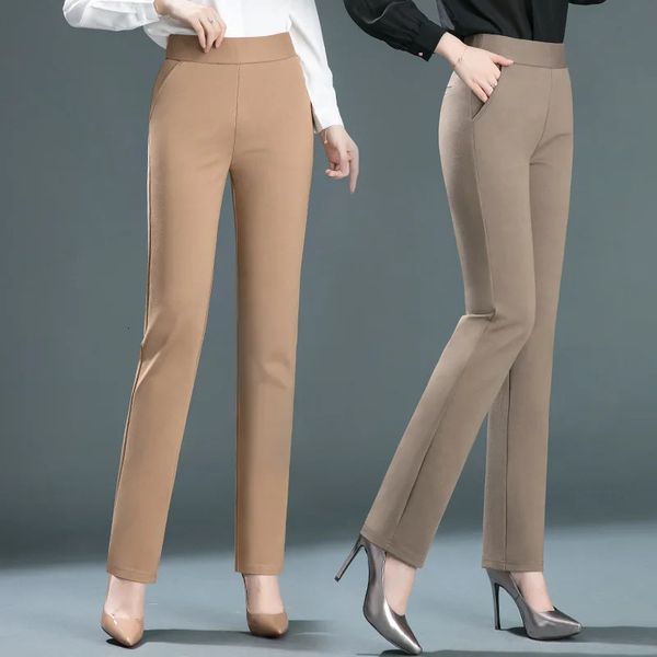 Leggings casual da donna Pantaloni da lavoro elastici a vita alta Pantaloni da uomo grasso Pantaloni eleganti primaverili Pantaloni dritti 240113