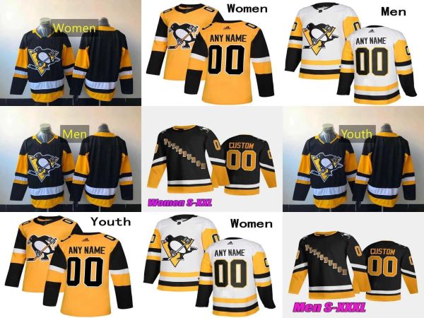 Maglia personalizzata da hockey uomo donna giovane Pittsburgh''Penguins''53 Teddy Blueger 77 Jeff Carter 87 Sidney Crosby 71 Evgeni Malkin 25 Ryan Poehling