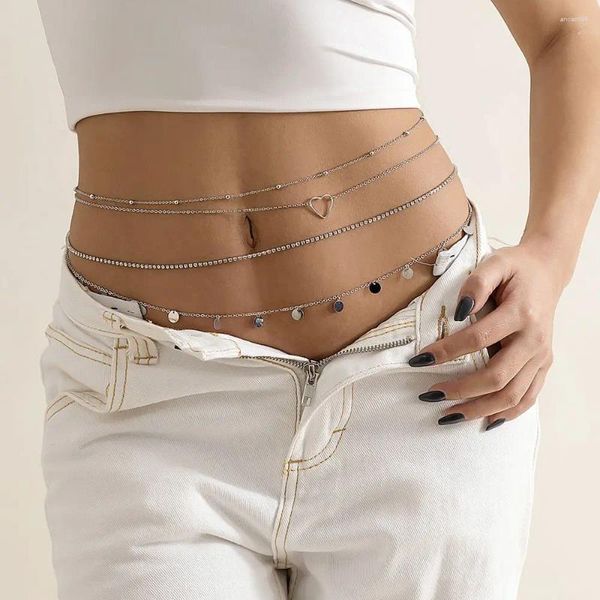 Cinture Gioielli per il corpo Imbracatura Catena in vita sui pantaloni Corsetto in metallo da donna