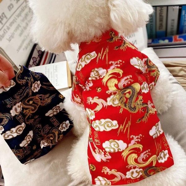 Abbigliamento per cani Abbigliamento per animali domestici Anno cinese Abito Tang per cani Cheongsam Cappotto invernale Giacca Costume per abbigliamento Festival di primavera