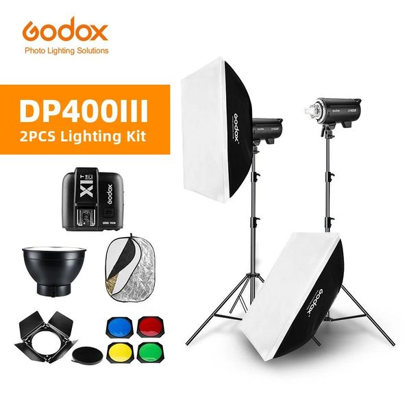 Parçalar 800W Godox DP400III 2X 400WS Fotoğraf Stüdyosu Flash Aydınlatma, Softbox, Işık Standı, Stüdyo Boom Kol Üst Işık Standı