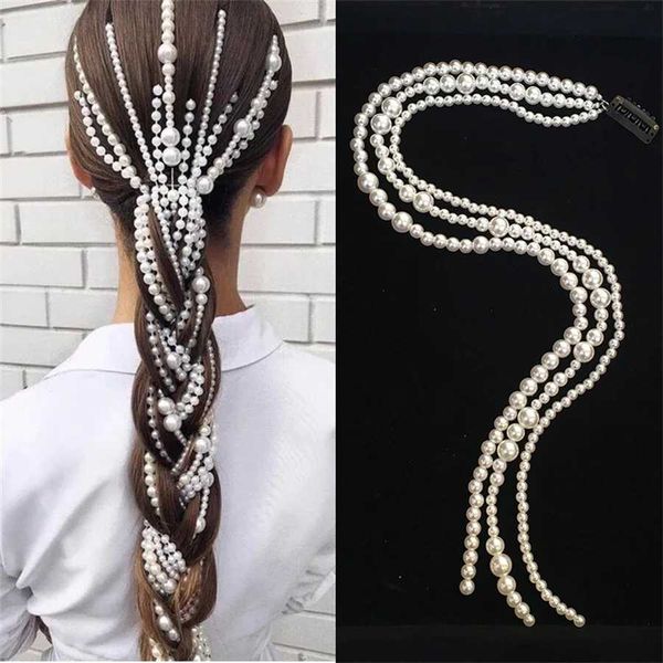 Tiaras 2023 coreano elegante pérola trançado hairpin para mulheres ferramenta de modelagem bandana para banquete festa ornamentos de cabelo casamento jóias de cabelo