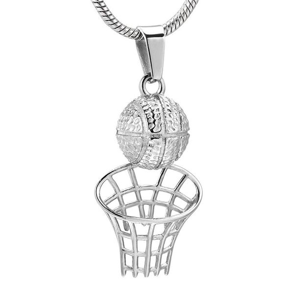 Collana del giocatore Memoriale in acciaio inossidabile 316L Ciondolo per cremazione di pallacanestro con catena di serpenti Urna funebre Gioielli ricordo fo2226