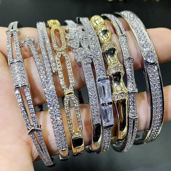 Braccialetti con ciondoli Bracciale rigido da donna con zirconi Diamante Le donne coreane amano i braccialetti d'oro Gioielli con perle d'argento Accessori moda NJOB