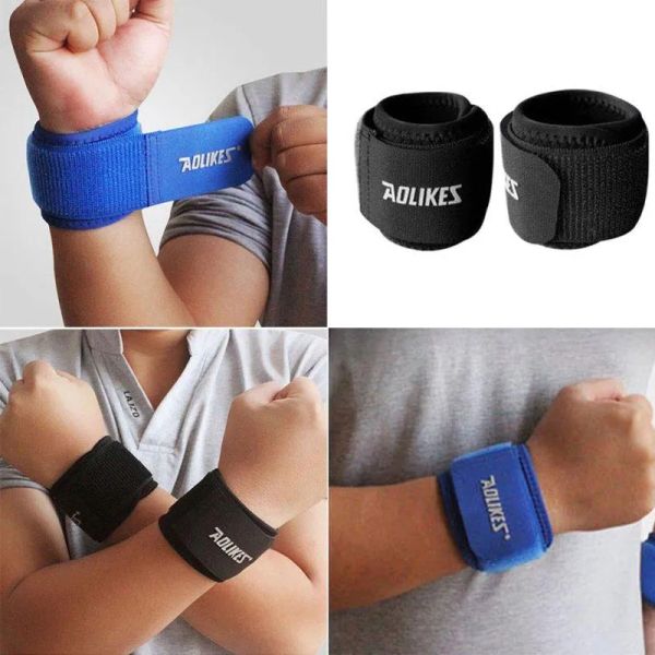 Aolikes 1 peça pulseira esportiva para academia, tiras de suporte para polegar, bandagem para treinamento fitness, faixas de mão de segurança s1166