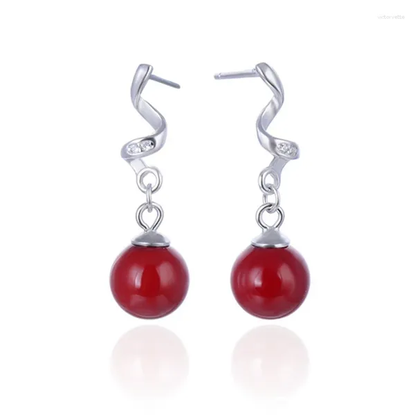 Baumelnde Ohrringe Hongye Silber 925 Schmuck Rote Echte Perle Brincos Damen Feine Romantische Tropfen Weibliche Designer-Accessoires