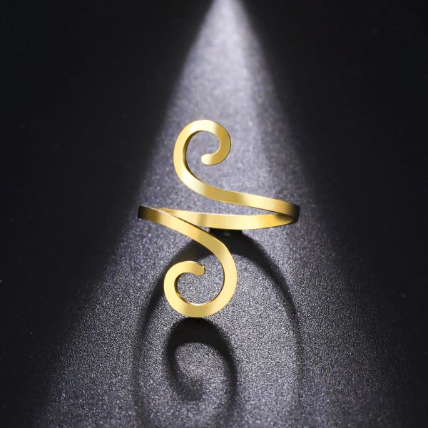 14k ouro amarelo grande espiral anel feminino golds cor ajustável anéis de dedo 2024 jóias minimalista presente dos namorados novo em