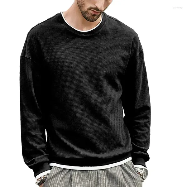 Felpe con cappuccio da uomo 2024 maglione girocollo a maniche lunghe autunno pullover con spalle larghe