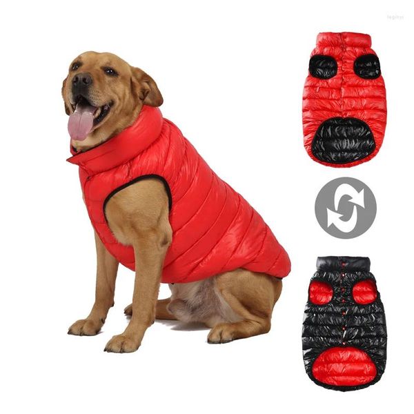 Abbigliamento per cani Abiti invernali caldi Giacca per animali domestici di grandi dimensioni Piumini Abbigliamento reversibile impermeabile Gilet imbottito Bottoni Cappotto per cani