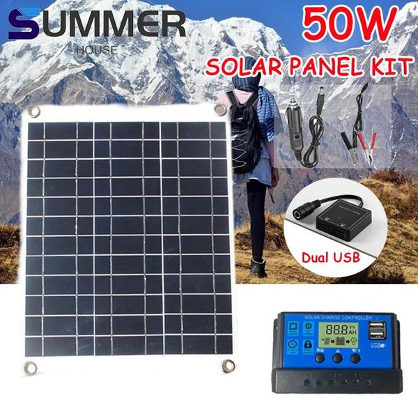 Zubehör 50 W Real Power Solar Panel Kit Dual USB 12 V Solar Ladegerät mit 30 A Controller für Telefon Auto Yacht Batterie Boot Ladegerät Camping