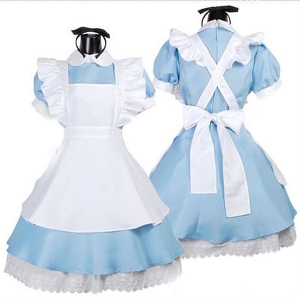 Japonês-venda fantasia meninas alice no país das maravilhas fantasia azul tom claro lolita empregada roupa traje de empregada doméstica dress231g