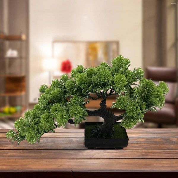 Dekoratif Çiçekler Yapay Bonsai Çam Ağacı Simülasyon Kitaplık Dekoru İçin Saksı Bitkileri