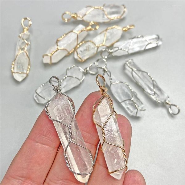 Pendentifs de colliers en pierre naturelle, pendentifs en Quartz, grappe de cristal irrégulière, breloques exquises pour la fabrication de bijoux, colliers, boucles d'oreilles, accessoires