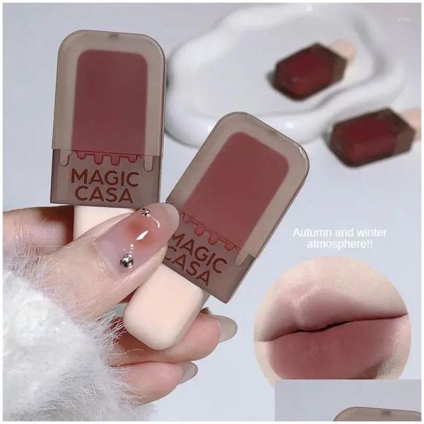 Lip Gloss Marrom Escuro Matte Veet Batom Líquido À Prova D 'Água Nude Lábios Tint Lama Maquiagem Latte Café Esmalte Cosméticos Drop Delivery Saúde Otaos