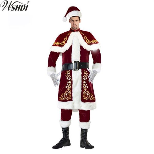 6 Stück Deluxe Weihnachtsmann Weihnachtskostüm Cosplay Erwachsene Männer Uniform Weihnachten Party Kostüm Weihnachten Plus Größe M-XXL231c