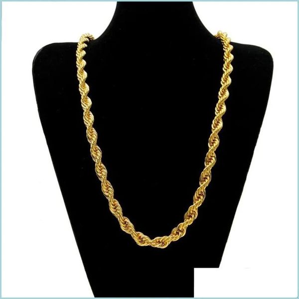 Correntes cadeias moda 8mm 10mm hip hop corda cadeia colar 18k banhado a ouro 24 polegadas para homens 284 w2 gota entrega 2022 jóias colares pe