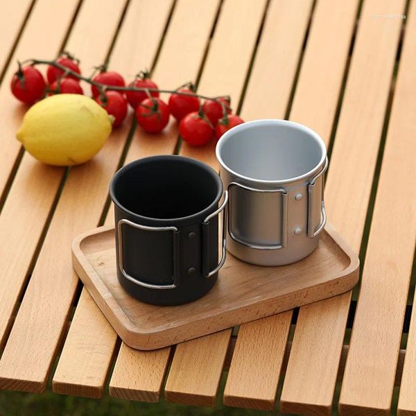 Tassen Outdoor Camping Falten Kleine Teetasse Tragbare Ultraleichte Aluminiumlegierung Picknick Kaffee Mini Wasser