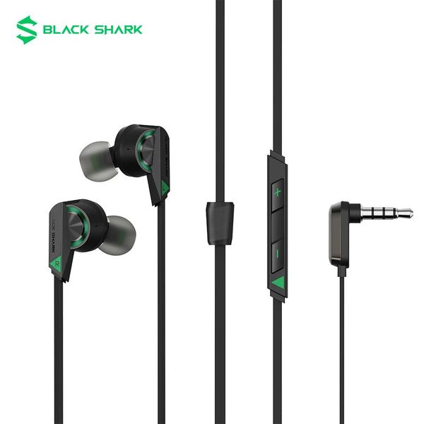 Ohrhörer schwarzer Hai 3,5 mm Ohrhörer 2 Kabelgebundene Inar mit Mikrofon Deep Bass Elbow Design für Spiel Antitangle -Kabel für Android Xiaomi