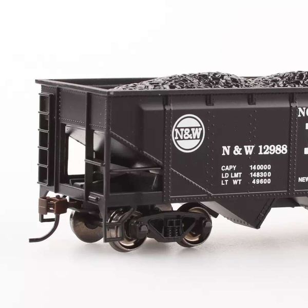 Eisenbahnwaggon, simuliertes Metallrad, 40 Fuß, vier Entlade-Kohlentrichter, High-End-Modell im Maßstab HO1:87