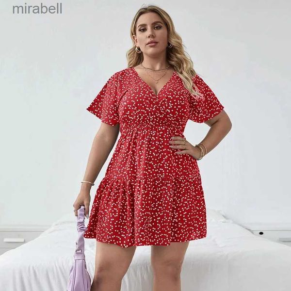 Abiti casual di base Robe trapze vase plusieurs niveaux pour femmes grande taille imprim floreale dcontract manches courtes motivo cur Boho t YQ240115