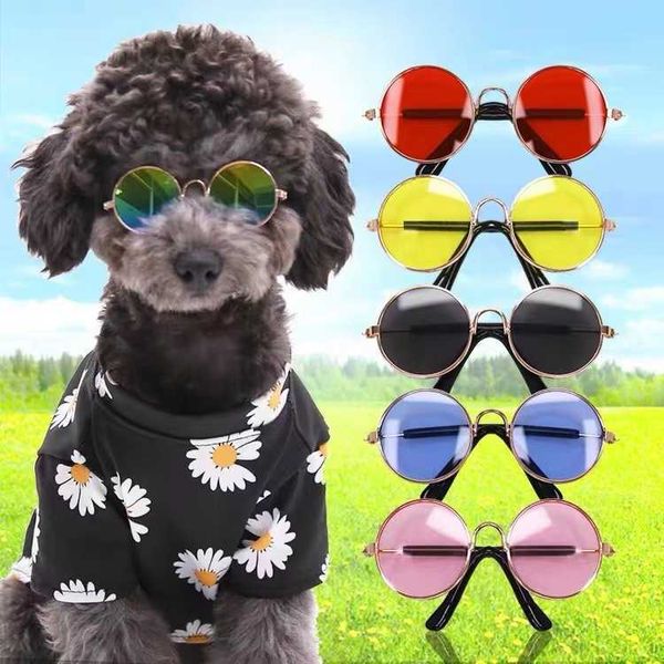 Modische Brille für Hunde, Katzen, Haustiere, kreativer Trend, Fotoaufnahme, kreisförmiger Rahmen, kleine Sonnenbrille, Spielzeugpuppen
