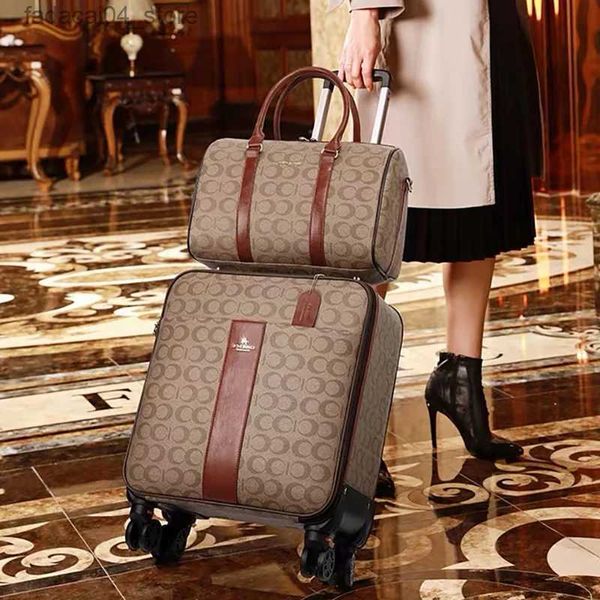 Malas Nova PU Conjuntos de Bagagem de Couro Mulheres Moda Rolando Mala com Bolsa Homens Luxo Trolley Bagagem Bagagem Bagagem Bagagem Q240115