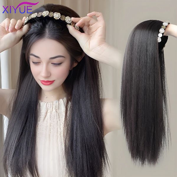 XIYUE Parrucca Fascia per capelli da donna a forma di U Mezza testa Copertura Temperamento Capelli lunghi e lisci Traceless Testa completa Cover240115