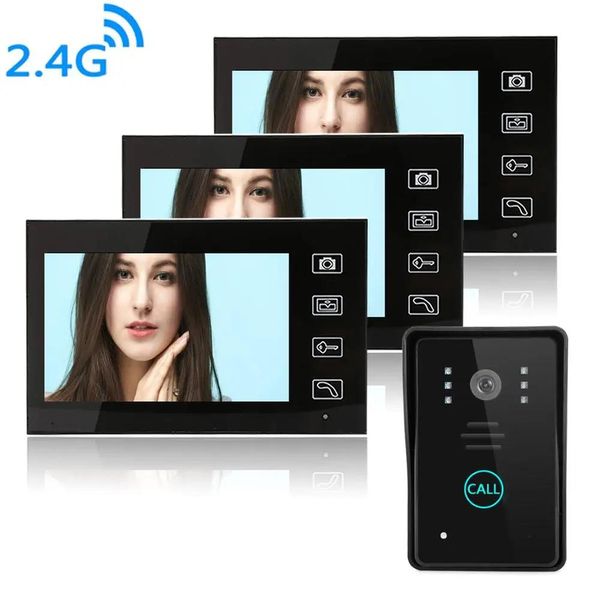 Interfone SmartYIBA Vídeo Porteiro Monitor de 7 Polegadas 2.4G Sem Fio Vídeo Porteiro Campainha Câmera IR Viva voz Sistema de Segurança