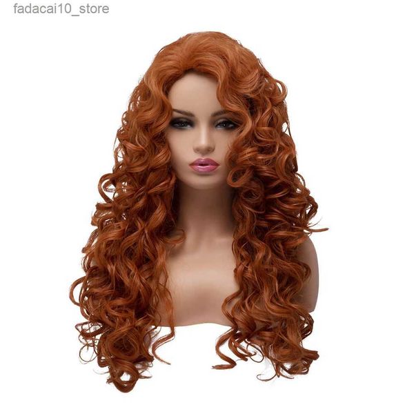 Sentetik peruklar bestung tilki kırmızı kıvırcık uzun saç perukları sentetik cadılar bayramı cosplay peruk siyah kadınlar için q240115