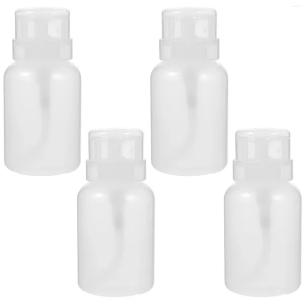 Garrafas de armazenamento 4 pcs garrafa de imprensa de manicure com bloqueio espiral e vazamento-livre vazio removedor de esmalte de água desinfetante de maquiagem