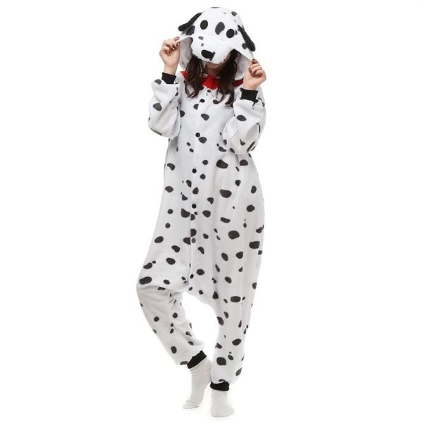 Costume da cane dalmata per donna e uomo, Kigurumi Polar Fleece, per Halloween, Carnevale, Capodanno, festa di benvenuto, Drop 259Q