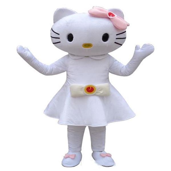 2018 de alta qualidade traje da mascote bonito gatinho halloween natal aniversário personagem traje vestido animal gato branco mascote ship2345