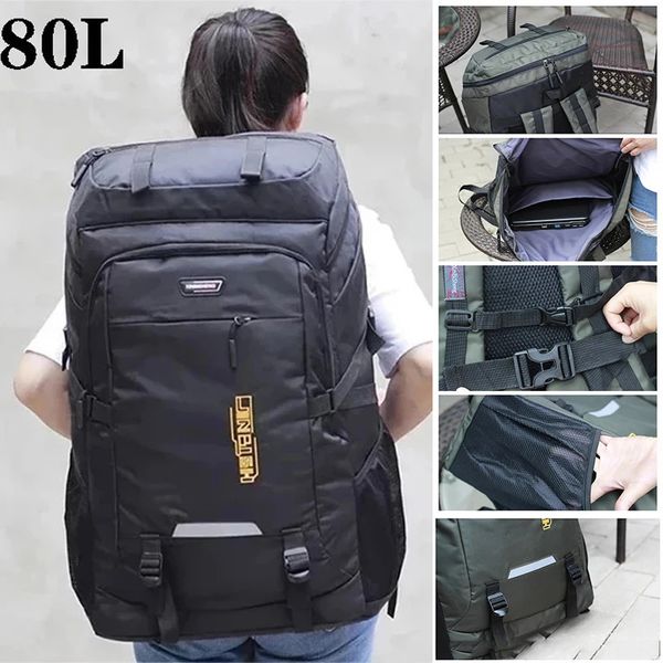 80L 50L Menina de mochila ao ar livre masculino Rucksack Sports Camping Caminhando Backpack School Bag Pack For Male feminino 240113