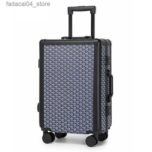Koffer Neue PVC-Leder-Gepäcksets Damenmode Rollgepäck mit Handtasche Herren Luxus-Trolley-Koffer Boardingbox mit Aluminiumrahmen Q240115
