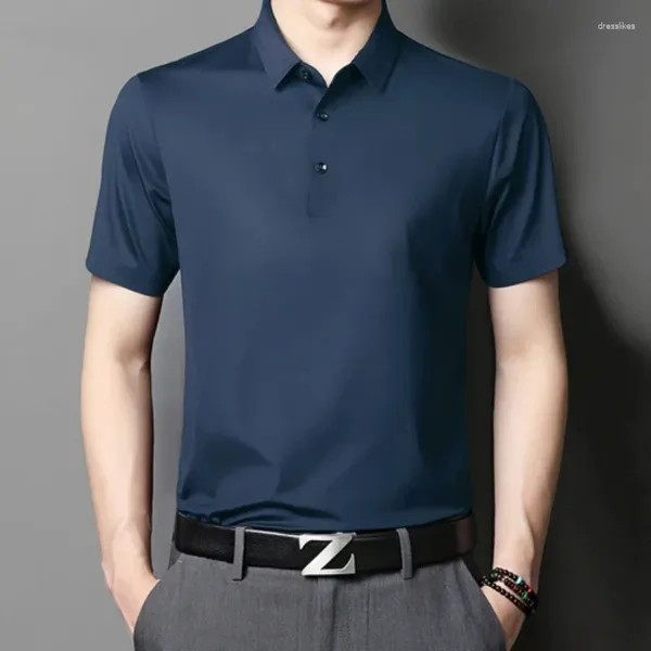 Herren-T-Shirts, Sommerhemd für Männer, Maulbeerseide, hochwertiges Business-Casual-Polo-Hemd, echtes Camisa