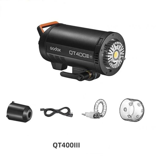 Adaptadores Godox Qt400iii 400w Gn65 1/8000s High Speed Sync Studio Flash Strobe Light Sistema sem fio 2.4g integrado + lâmpada de modelagem LED 40w