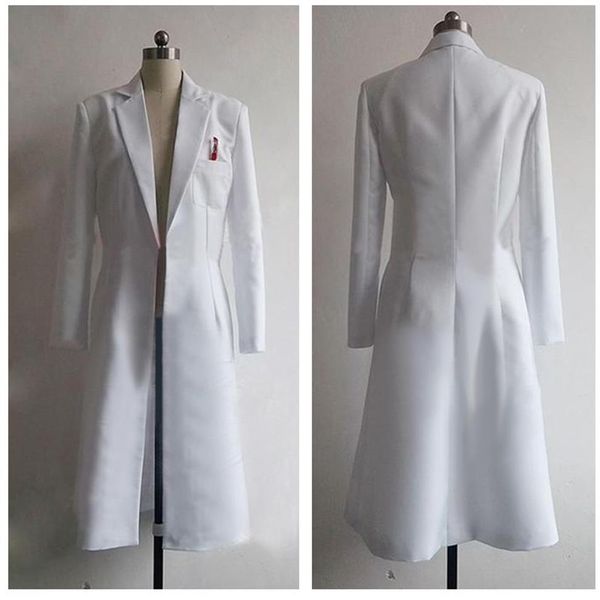 Steins Gate Okabe Rintarou Costumi Cosplay Cappotto lungo Giacca bianca costume334v