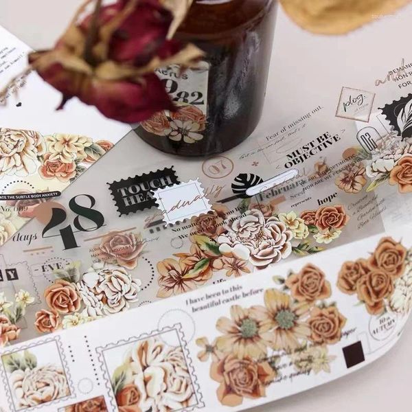 Envoltório de presente Vintage Inglês Palavras Rose Garden Washi Pet Fita para Planejador Cartão Fazendo DIY Scrapbooking Plano Adesivo Decorativo