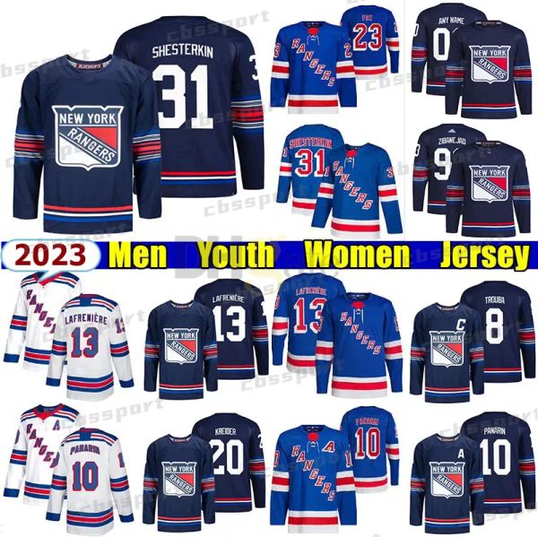 Benutzerdefinierte Herren Damen Jugend 13 Alexis Lafreniere New York Rangers Hockey-Trikots Barclay Goodrow 31 Igor Shesterkin 24 Kaapo Kakko 8 TROUBA Ryan Lindgren Mikkola