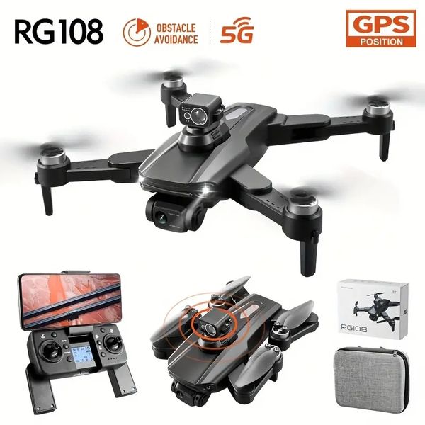 RG108 Controle Remoto GPS Posicionamento Drone Aéreo HD, Motor Brushless, GPS Auto Follow, Track Flying, Gesture Take, Line Multi-Point Planning Flight