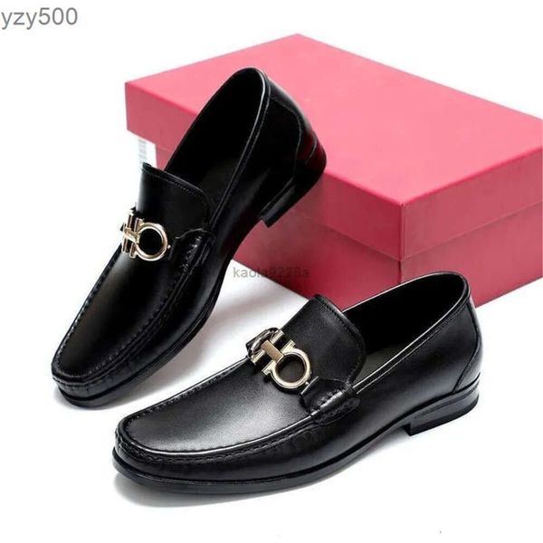 Feragamo ferra sapatos masculinos vestido formal sapato masculino couro genuíno elegante preto terno sapatos designer casual mocassins de escritório n91e
