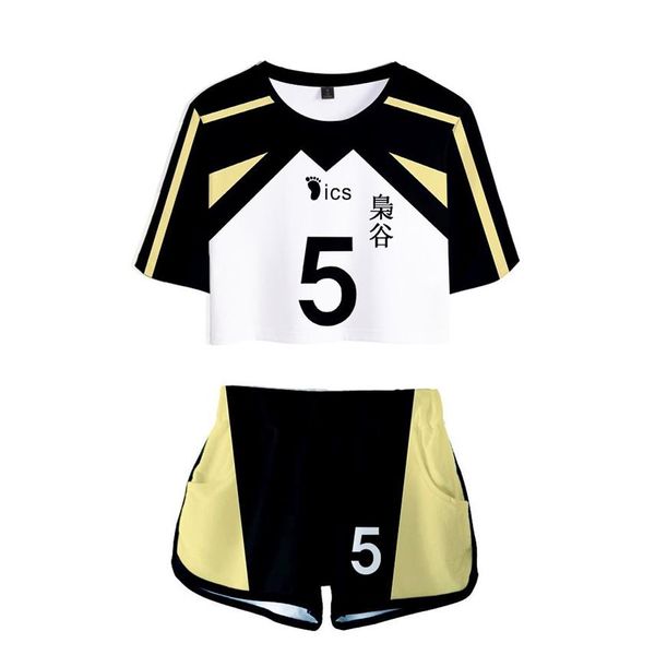 Japan Anime Haikyuu Cosplay Kostüm Fukurodani Volleyball Club Akaashi Keiji Bokuto Koutarou Zweiteiliges Set Damen Tops und Shorts298L