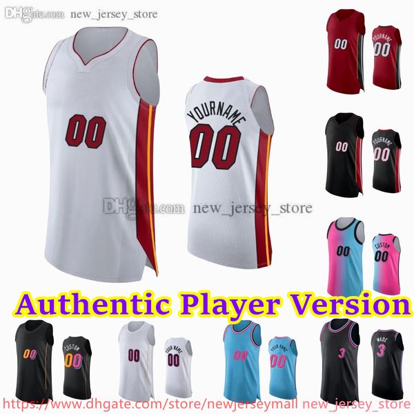 Versão personalizada do jogador Basquete 22 Jimmy Butler Jersey Authentic Stitch 3 Dwyane Wade 13 Bam Adebayo Tyler Herro Nikola Jovic Duncan Robinson Kyle Lowry Kevin Love