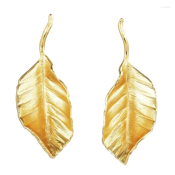 Ohrstecker Golden Leaf 925 Sterling Silber Feiner Schmuck für Frauen